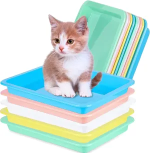 10 Pcs Small Litter Box for Kittens,Plastic Portable Small Litter Pan Waterproof Bunny Cat Litter Box,Multi Color Durable Nonstick Litter Tray Travel Toilet for Small Pet Guinea Pig Rabbit Low Entry