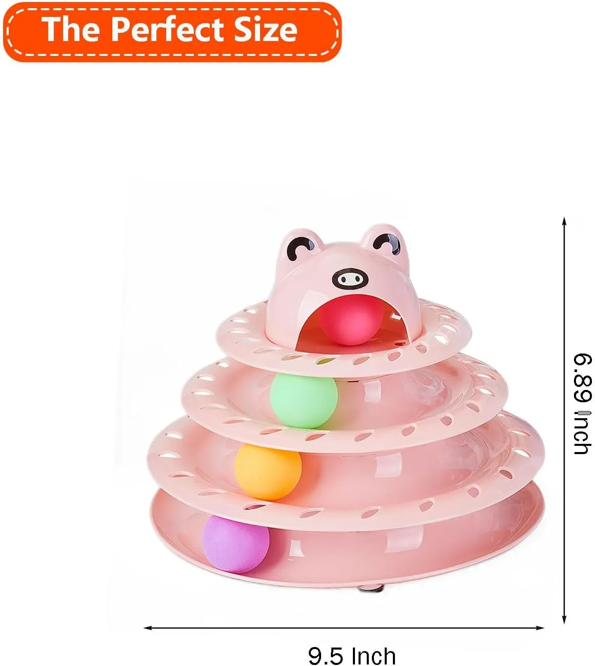 17 Pack Cat Toys, 4-Level Turntable Ball Track Interactive Cat Toy for Indoor Cats, Self Play Fun Roller with Colorful Rotating Ball Puzzle Exercise Kitten Toys Set