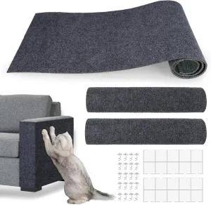 2 Pack 45.28''X15.8'' Cat Scratch Pad Furniture Protector Trimmable Self-Adhesive Cat Scratch Couch & Scratching Carpet for Indoor Cats, Durable DIY Cat Tower Replacement(Grey)