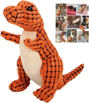 2023 New Indestructible Robust Dino, Durable Interactive Robustdino Dog Toy, Squeaky Dog Toys For Aggressive Chewers, Soft Dog Toys, Unbreakable Stuffed Plush Dog Toy Aggressive Chewers (A ORANGE)