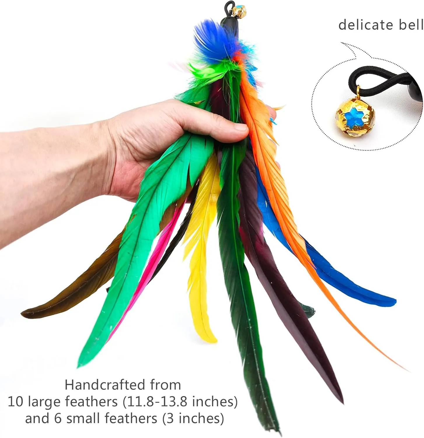 2PCS Ultra-Long Cat Teaser(50" 38") 9PCS Da Bird Feather Refills, Fishing Pole Toy,Interactive Toys -Retractable Cat Wand Toy and Feather Toys Refills Attachment Replacement for Indoor Cats