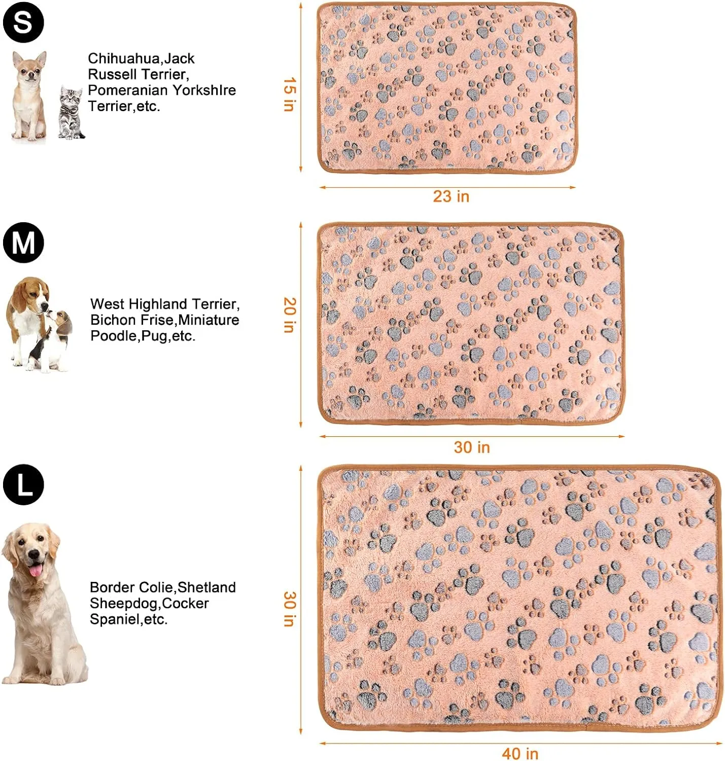 3 Pack Cat and Dog Blanket Soft & Warm Fleece Flannel Sleep Mat, Great Pet Throw for Puppy, Kitten,Cats,Small Dogs (Small 23" x 15")