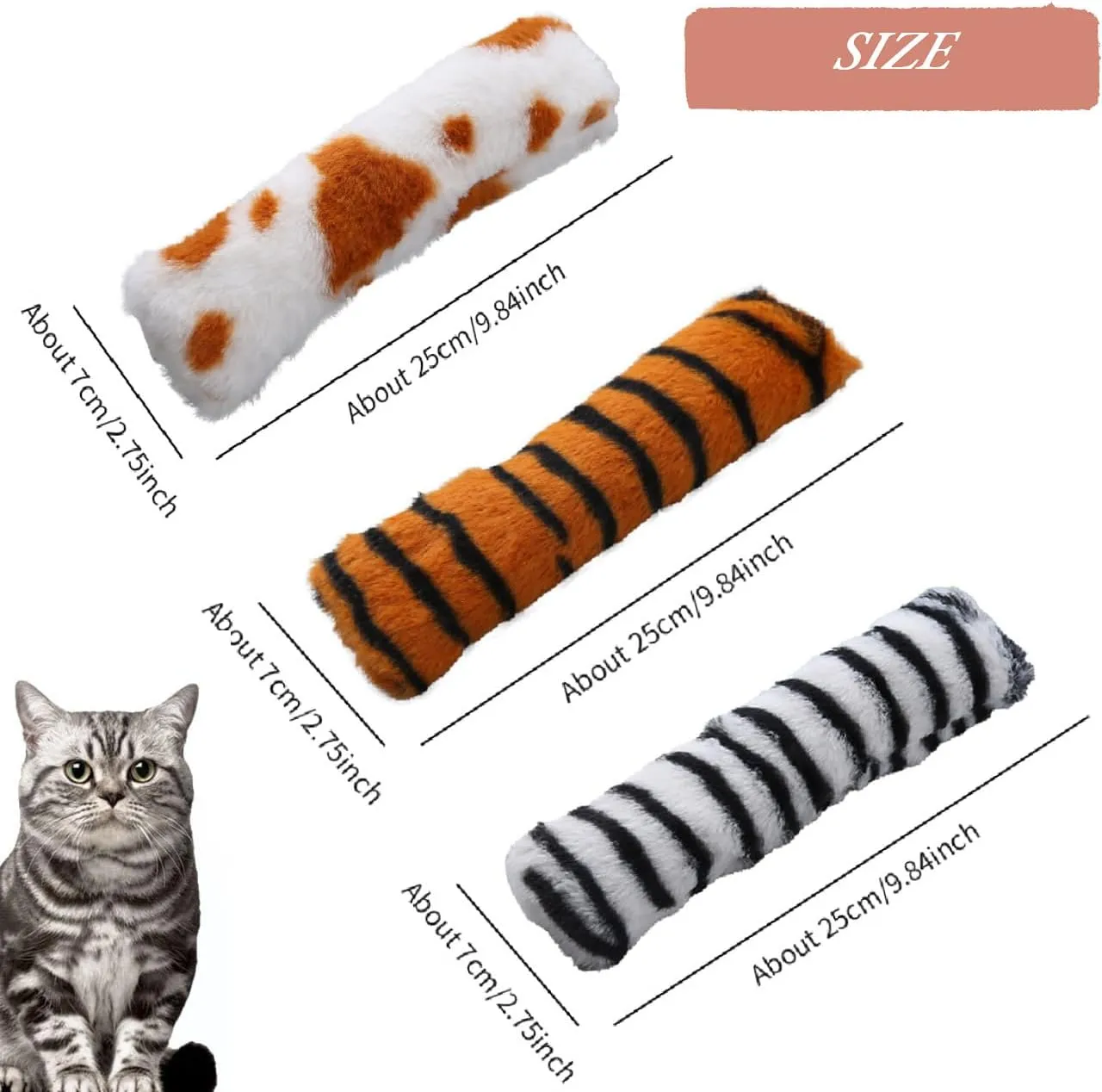 3 Pcs Soft & Durable Crinkle Sound Catnip Pillows, Interactive Kicker Toys for Indoor Cats, Promotes Kitten Exercise for All Breeds