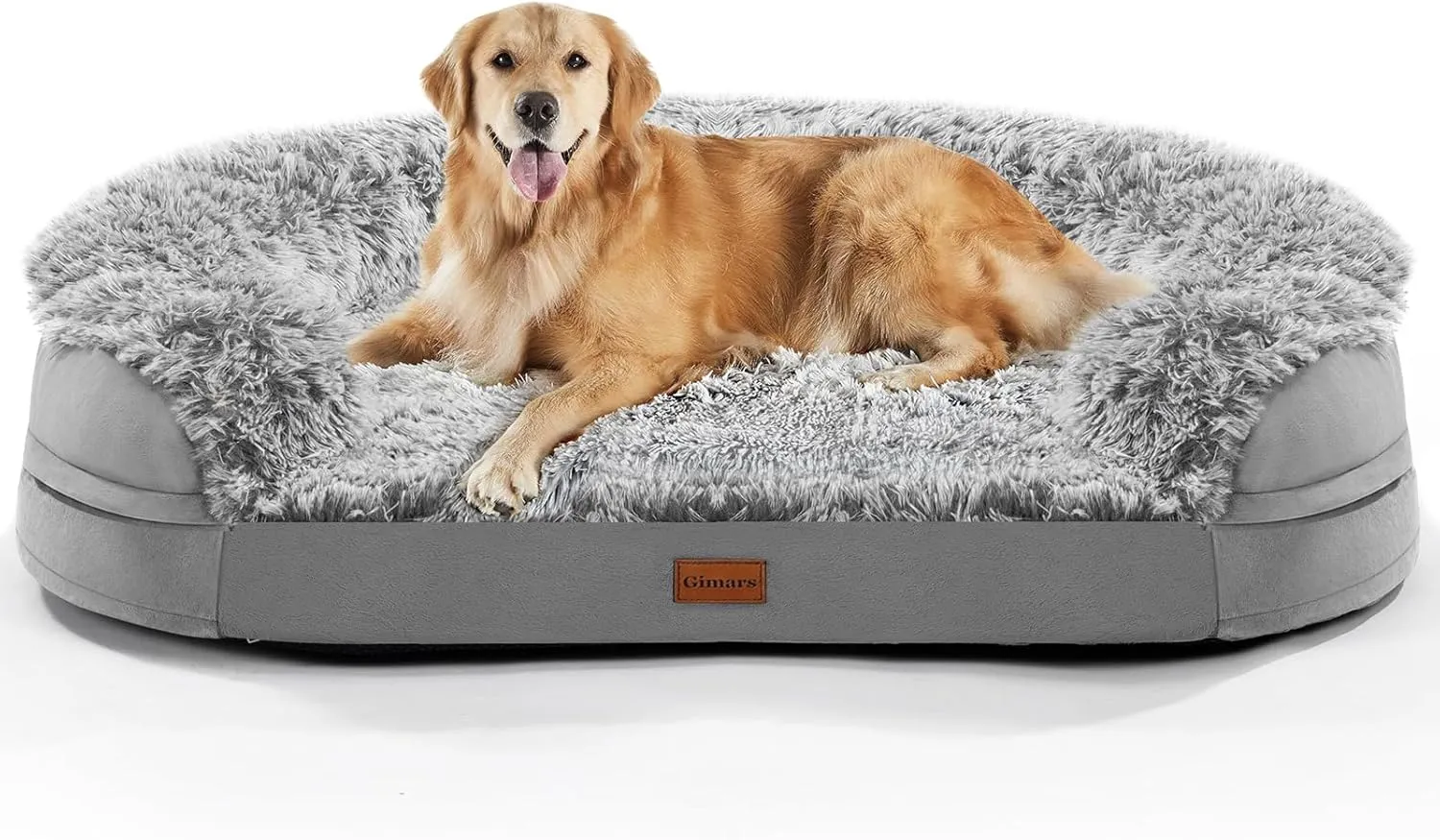 3.7 inch Thickened Orthopedic Dog Beds for Large Dogs,Supportive Dog Sofa Bed with 28D Egg-Crate Foam, Removable Washable Plush Cover, Waterproof Lining, Half-Round Design for Puppy, Senior Dog