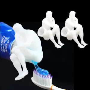 3D Thinker Toothpaste Squeezer Cover Self-Closing Lid, Topper Tube Cap for Mess-Free Dispenser Saver Unique Bathroom Accessories Funny Prank Gift Trick Props for Boyfriend Fans Adults (2PCS)