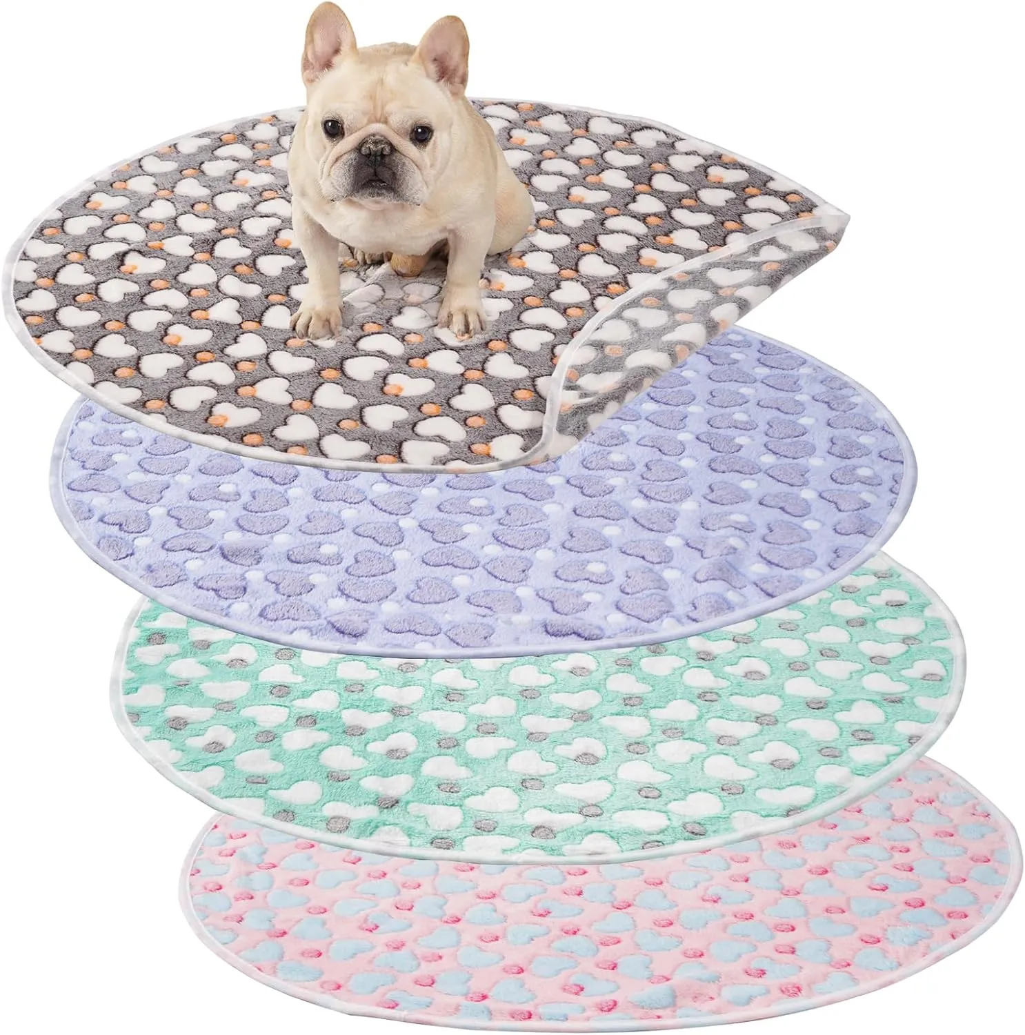 4 Pack Round Whelping Pee Pads, Replaceable Warming Cozy Soft Dog Blanket for Whelping Pool, Washable Anti-Slip Pet Round Training Pads Mat for Puppy Cat Rabbit and Small Animals