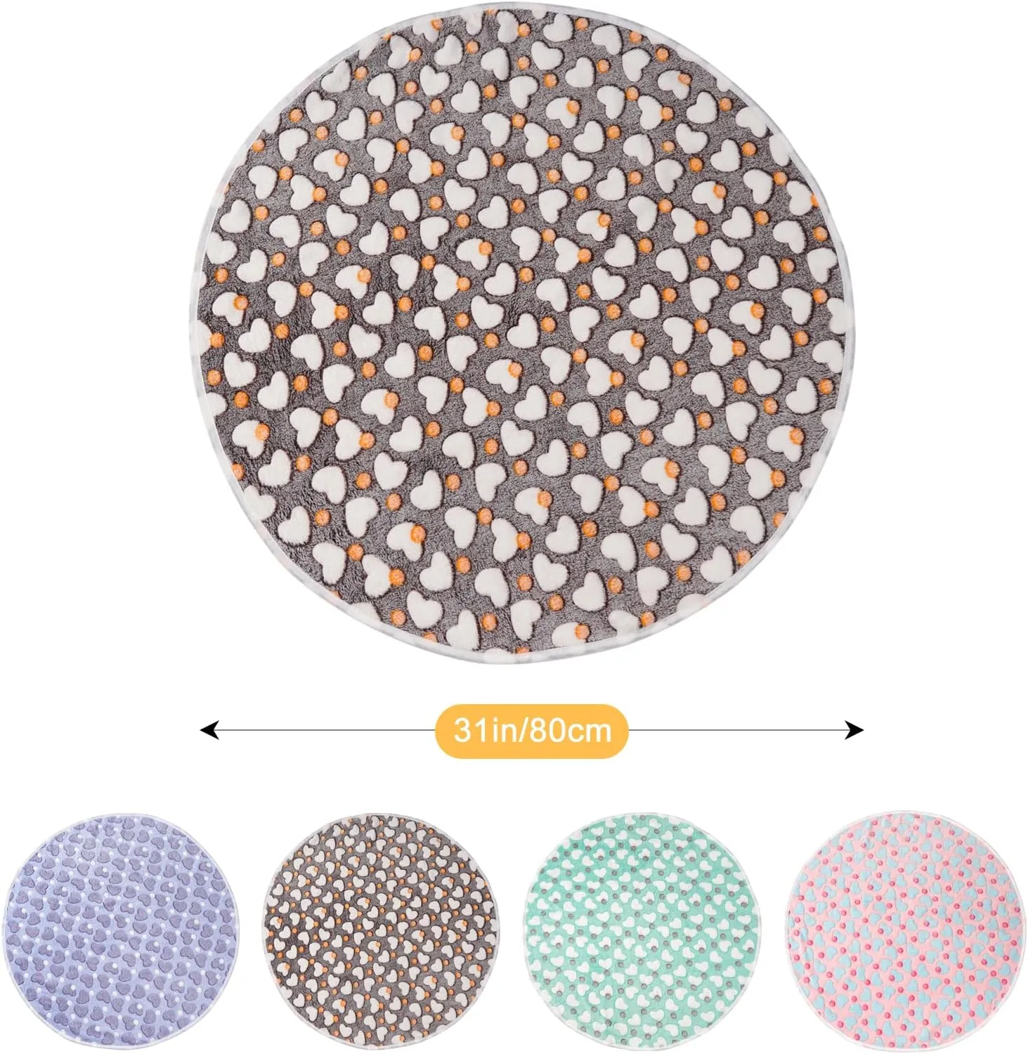 4 Pack Round Whelping Pee Pads, Replaceable Warming Cozy Soft Dog Blanket for Whelping Pool, Washable Anti-Slip Pet Round Training Pads Mat for Puppy Cat Rabbit and Small Animals