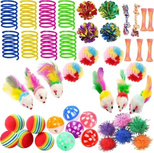 46 PCS Cat Toys for Indoor Cats and Kittens - Spring, Mint Catnip, Crinkle Mouse, Ball - Exercise and Play Set