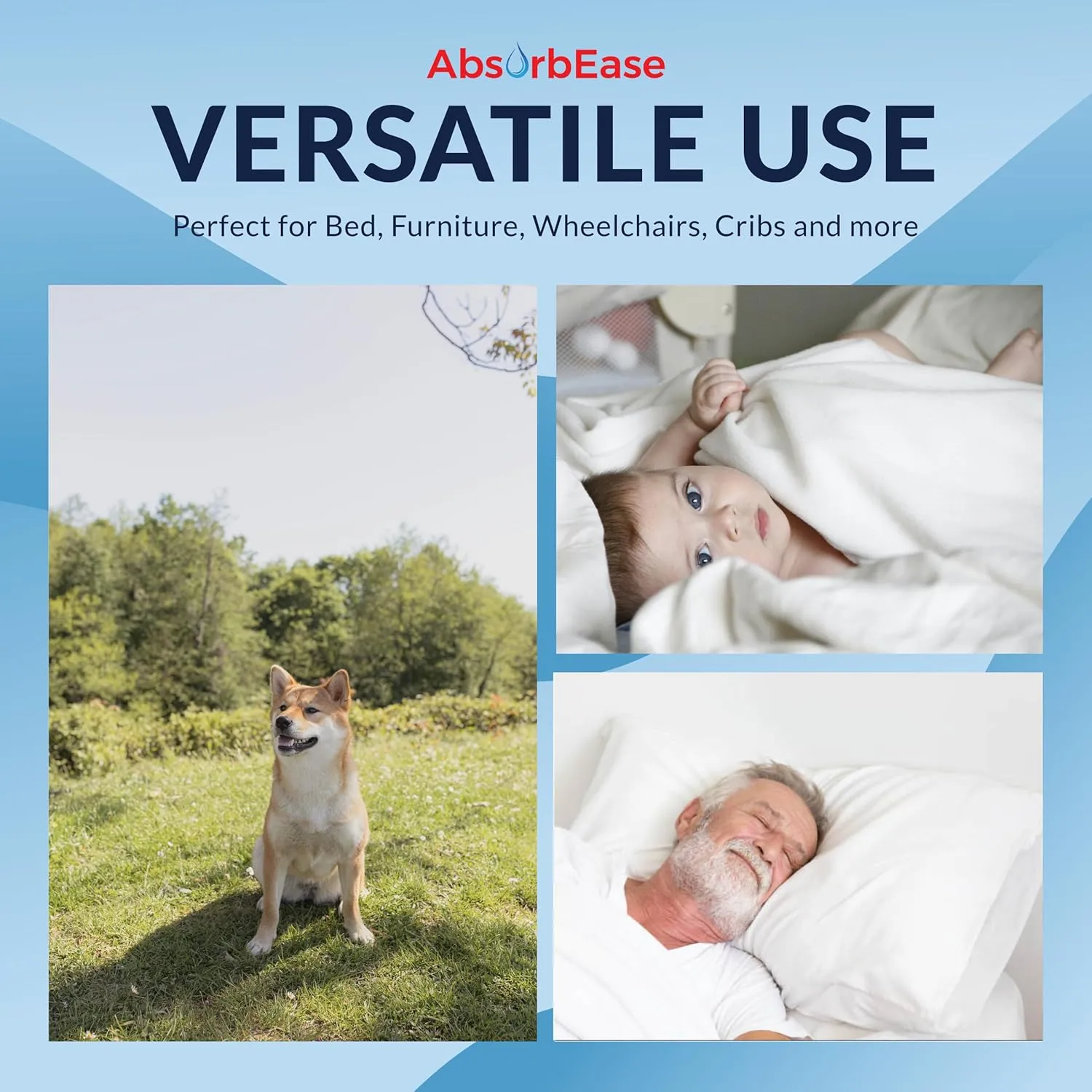 AbsorbEase Disposable Underpads 23'' X 36'' (30-Count) Incontinence Pads, Chux, Bed Covers, Puppy Training | Thick, Super Absorbent Protection for Kids, Adults, Elderly | Liquid, Urine, Accidents