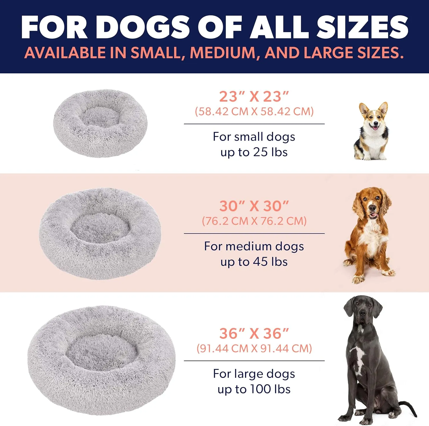 Active Pets Large Dog Bed, Calming Orthopedic Pet Bedding for Anxiety Relief, Joint Support & Comfort, Washable Dog Furniture, M 45lbs, Beige