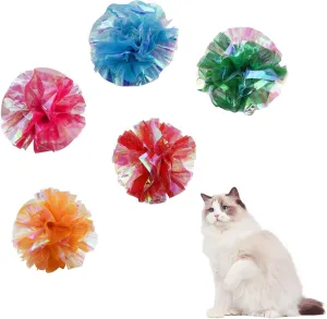 Andiker 5pcs Crinkle Balls Cat Toys, 3.93Inches Candy Color Crinkle Balls Attract Cats to Chew & Chase, Durable Interactive Cat Toys for Indoor Cats to Keep Fit and Active (Multi-Color)