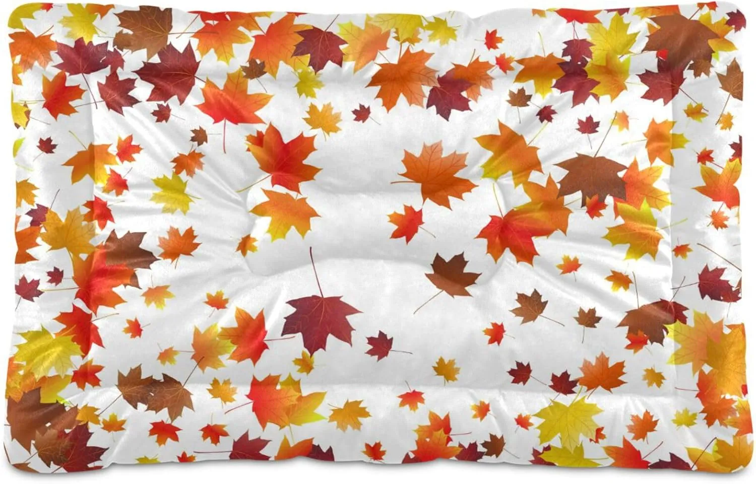 Autumn Maple Leaf Crate Pet Bed, Portable Washable Dog Cat Mat, Soft Comfortable Pet Mattress with Non-Slip Bottom for Dogs Cats Sleeping, 36 x 24 Inch