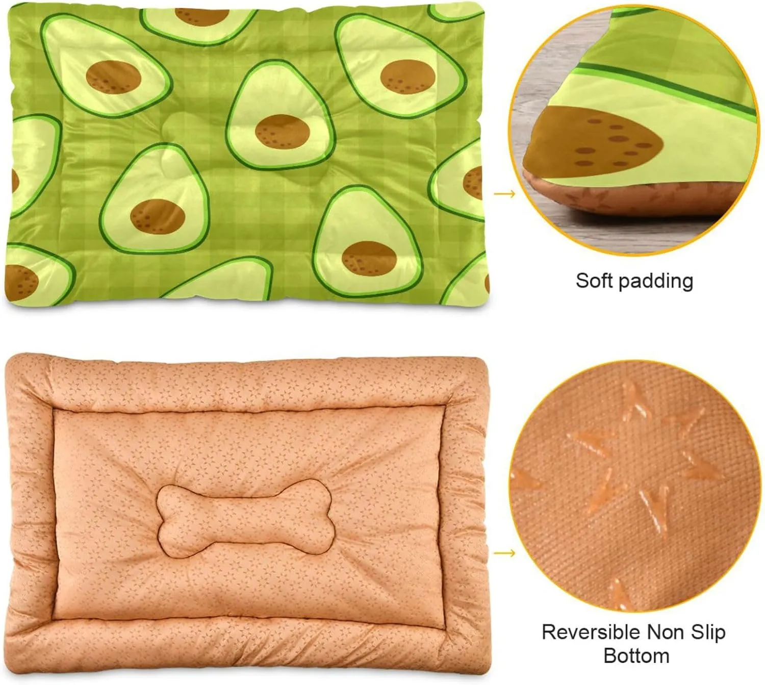 Avocado Crate Pet Bed, Portable Washable Dog Cat Mat, Soft Comfortable Pet Mattress with Non-Slip Bottom for Dogs Cats Sleeping, 36 x 24 Inch