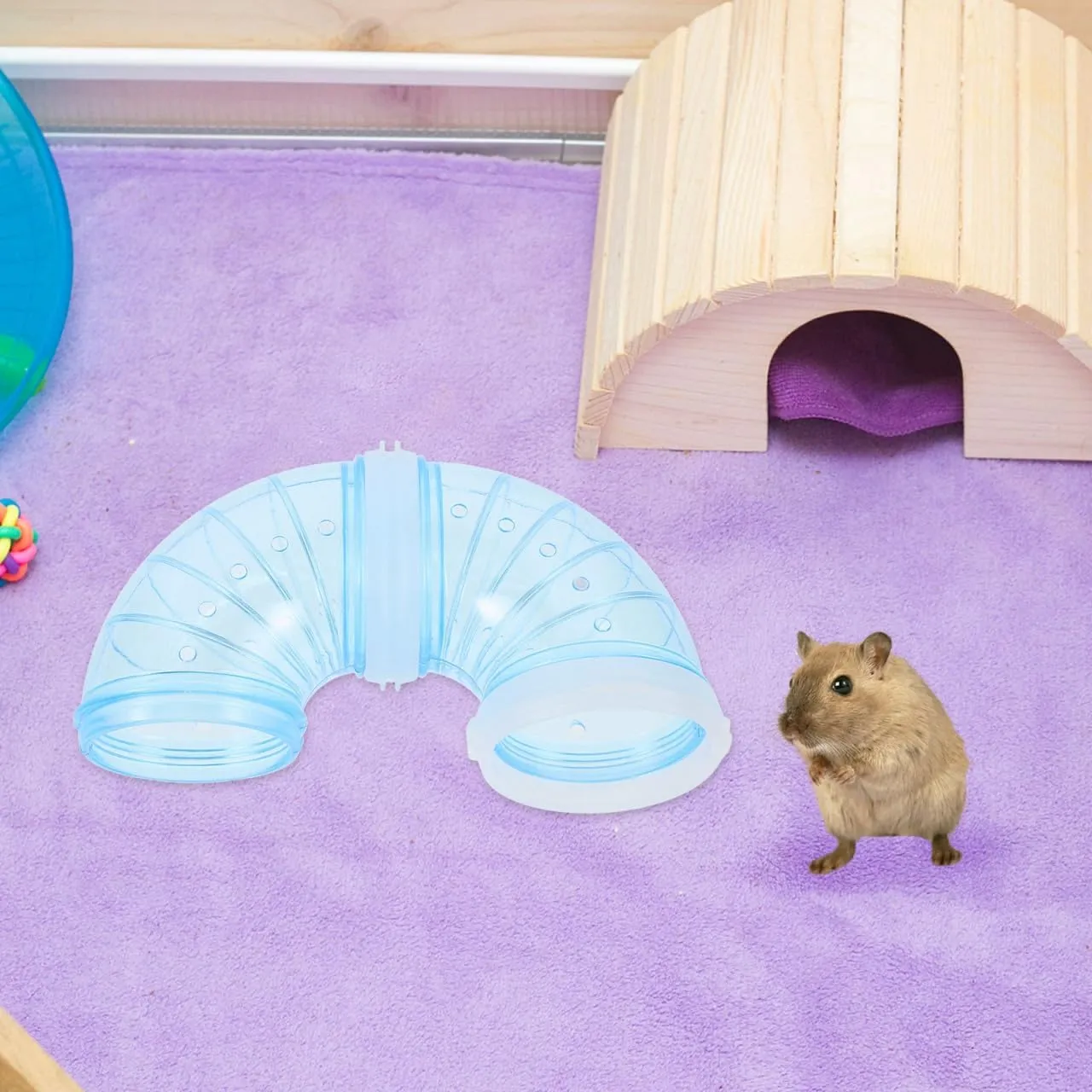 Balacoo Hamster Maze Pipe: Hamster Tunnel Toys Cage Cave Hut Pet Tubes Hideout Tunnels Transparent Plastic Guinea External for Mouse Dwarf, Small Animals