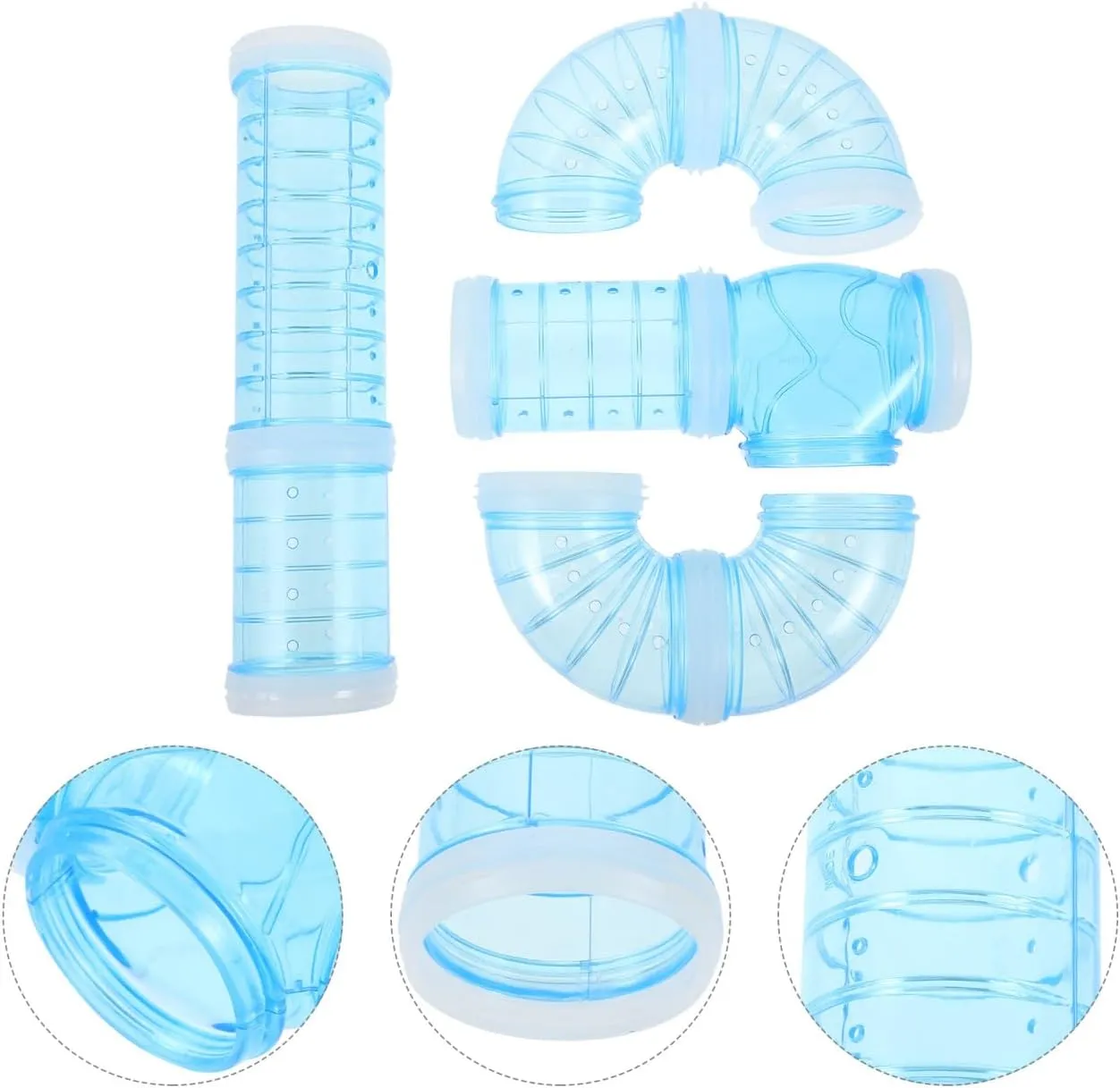 Balacoo Hamster Maze Pipe: Hamster Tunnel Toys Cage Cave Hut Pet Tubes Hideout Tunnels Transparent Plastic Guinea External for Mouse Dwarf, Small Animals