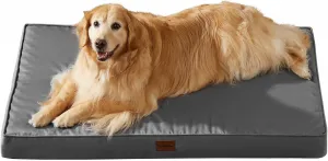 BFPETHOME Outdoor Dog Bed for Large Dogs, Waterproof, Orthopedic with Removable Washable Cover, Egg Crate Foam Mat (36 x 27 In, Dark Grey)