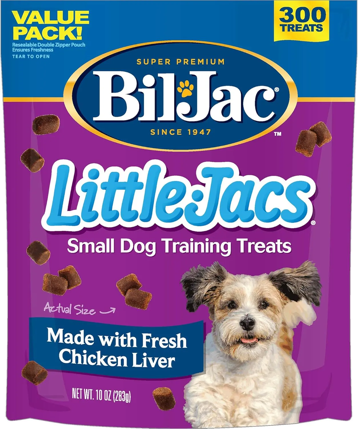 Bil-Jac Little Jacs Small Dog Training Treats - Soft Chicken Liver Dog Treats for Puppy Rewards - Real Chicken, No Fillers, 10oz Resealable Double Zipper Pouch (2-Pack)
