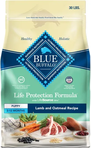 Blue Buffalo Life Protection Formula Puppy Dry Dog Food with DHA and ARA, Made with Natural Ingredients, Lamb & Oatmeal Recipe, 30-lb Bag