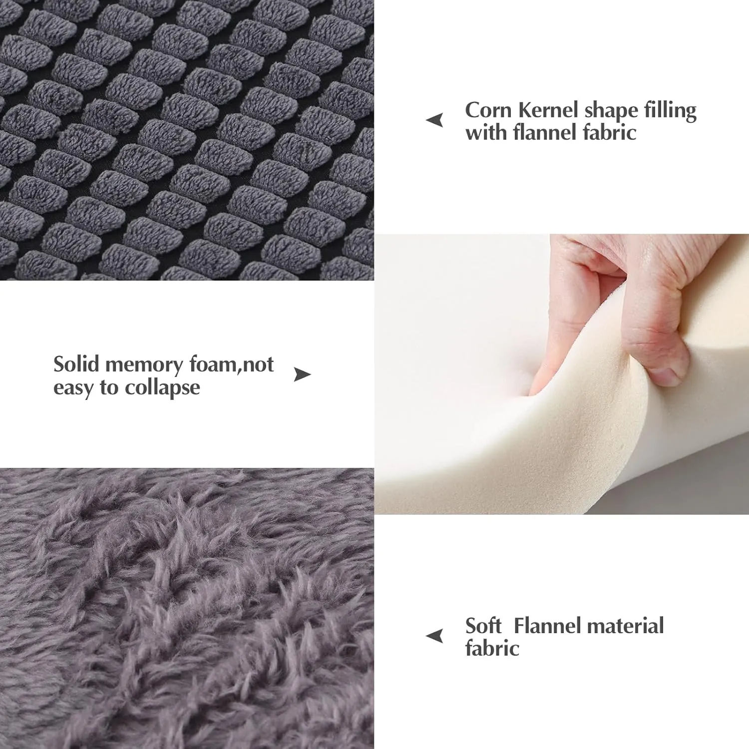 BVAGSS Dog Bed Mat,Reversible Dog Crate Pad, Memory Foam Dog Beds, Soft Warm Pet Cushion for Small Medium Dogs, Washable Pet Sleeping Mattress Kennel Bed Pad XH079 (24''x18''x1.6'',Light Grey)