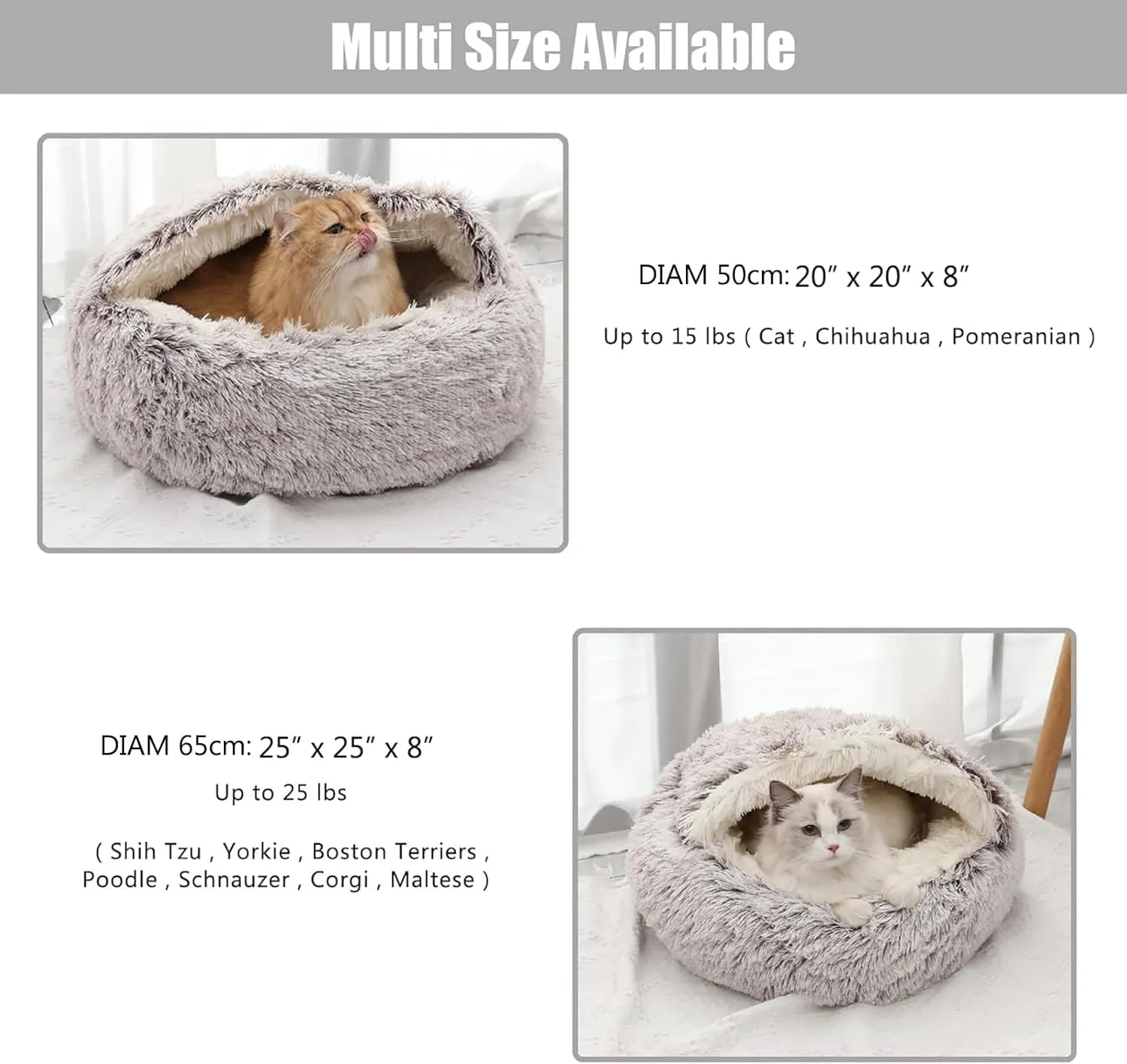 Calming Dog Bed Covered Donut Cat Cave Bed for Indoor Cats Dogs,Fluffy Plush Puppy Cushion Pet Bed Kitten Small Dog Soft Warm Donut Cave Bed Sleeping Bag Sleeping Pillow,Pink,50cm/19.69"