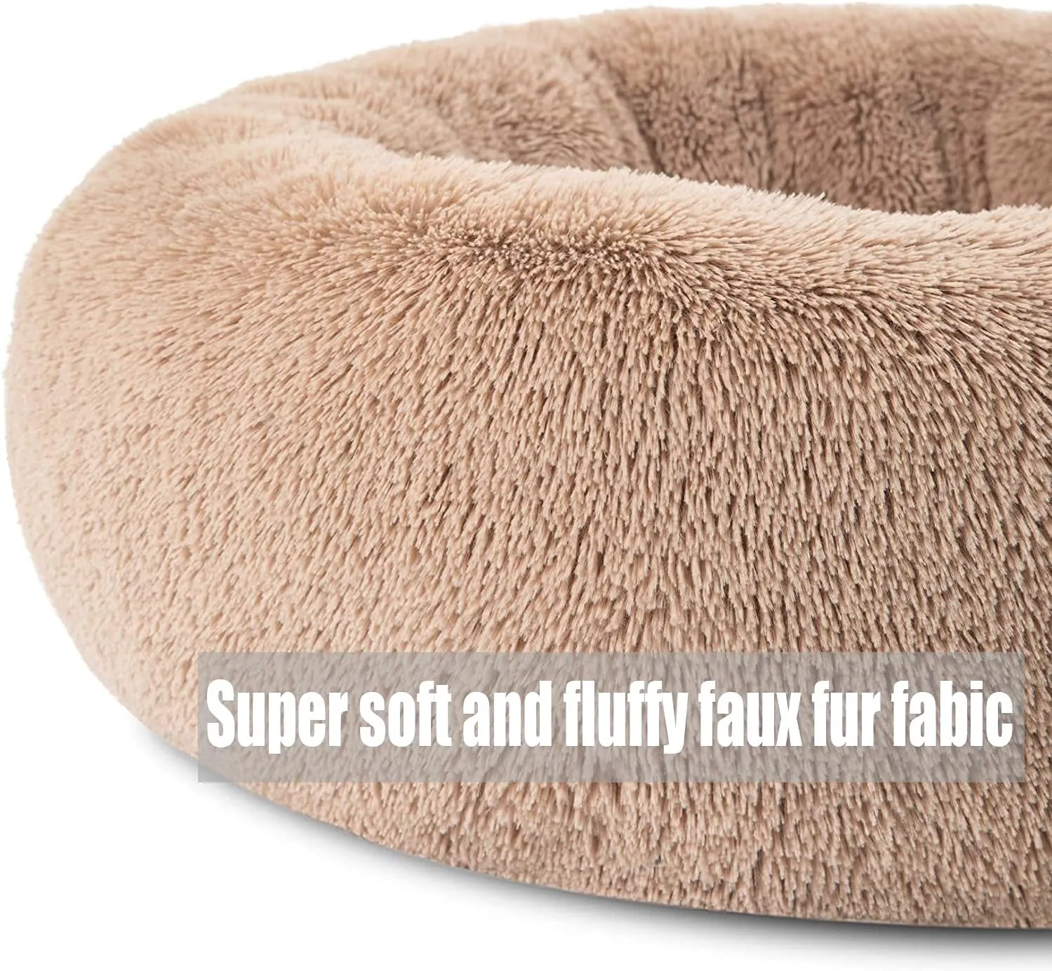 Calming Faux Fur Dog Beds Calming Donut Cuddler Dog Bed Washable Round Cat Bed Pillow Cuddler Fluffy Indoor Dog Calming Beds with Anti Slip Bottom Gradient Color Rainbow Color 2 23 Inch