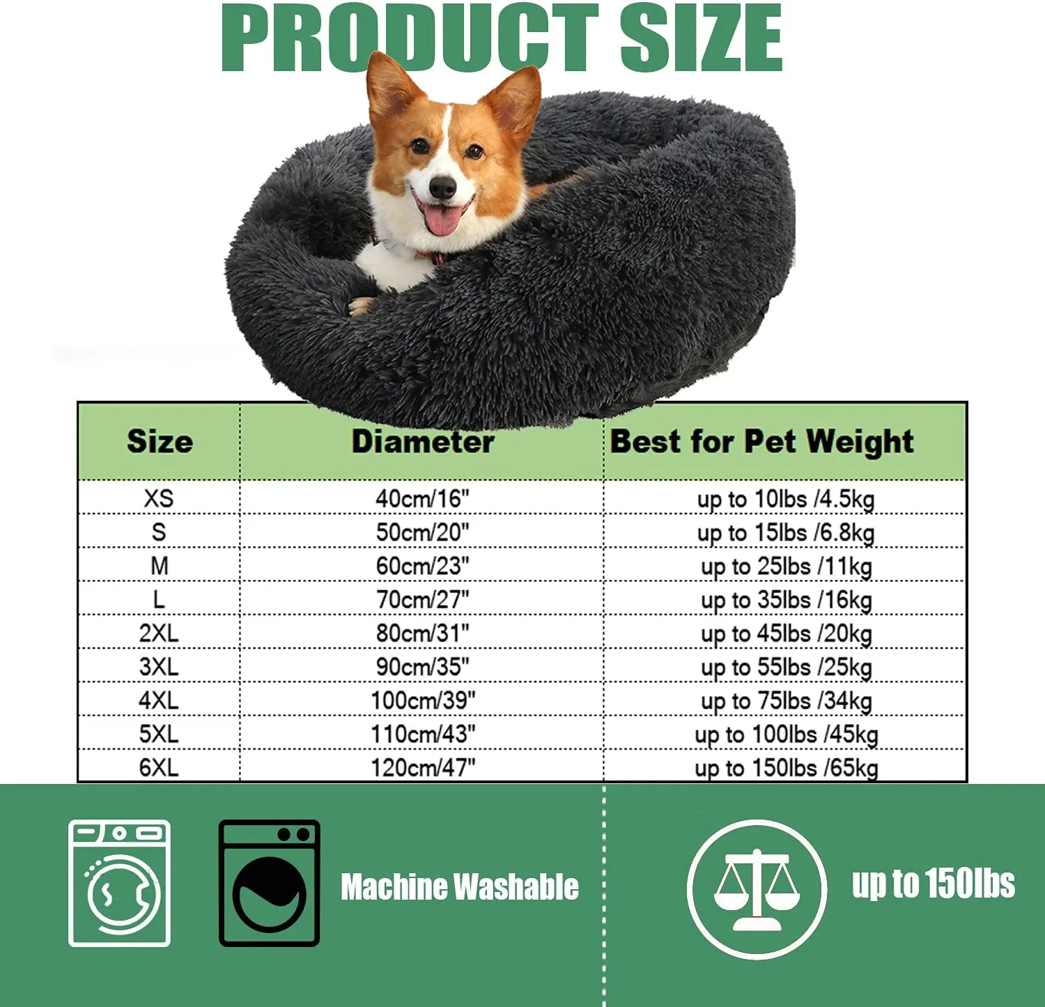 Calming Faux Fur Dog Beds Calming Donut Cuddler Dog Bed Washable Round Cat Bed Pillow Cuddler Fluffy Indoor Dog Calming Beds with Anti Slip Bottom Gradient Color Rainbow Color 2 23 Inch