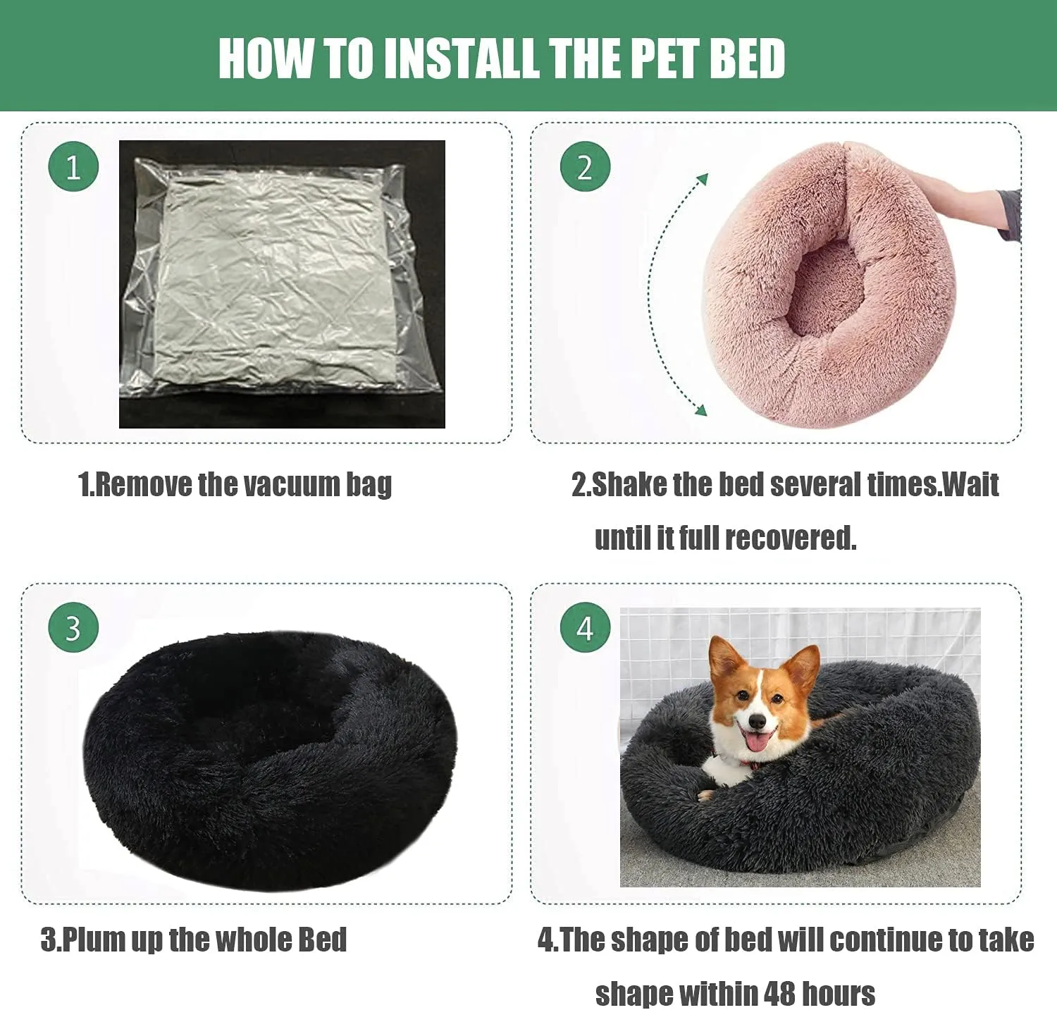 Calming Faux Fur Dog Beds Calming Donut Cuddler Dog Bed Washable Round Cat Bed Pillow Cuddler Fluffy Indoor Dog Calming Beds with Anti Slip Bottom Gradient Color Rainbow Color 2 23 Inch