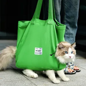 Cat Carrier Soft, Cat Soft-Sided Carriers for Large Cats 15 lbs, Pet Dog Cat Restraint Bag for Claw Care Nail Trimming, Anti-Scratching Grooming Soft Pouch Tote Bag, Canvas Shoulder Carrying Bag