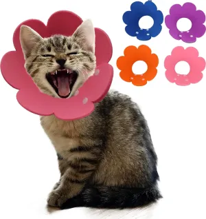 Cat Cone Collar Soft 4 Pcs Cat Recovery Collar Stop Licking Kitten Cone E Collar Adjustable Elizabethan Surgery Collar After Surgery (Mutli Color, L)