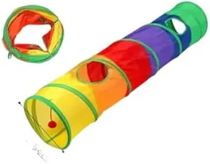 Cat Tunnel Tube Foldable Cat Toys Training Interactive Fun Toy Tunnel Bored Cat Accessories,Through,115CM*25CM