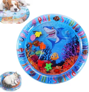 Cat Water Mat, CatCooling Pad, CatWater Bed PlayMat, 2025 New Thickened Water Sensory Play Mat for Cats Dog, Ocean-Themed Round Sensory, Non-Slip Playmat, Floating Fish for Kitten Cats(25.6x25.6 in)