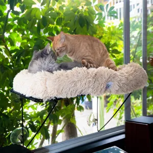 Cat Window Perch  Plush Cat Window Hammock with Cat Toy, Sturdy Metal Frame & Extra-Strong Suction Holds up to 40 lbs for Medium to Large Cats
