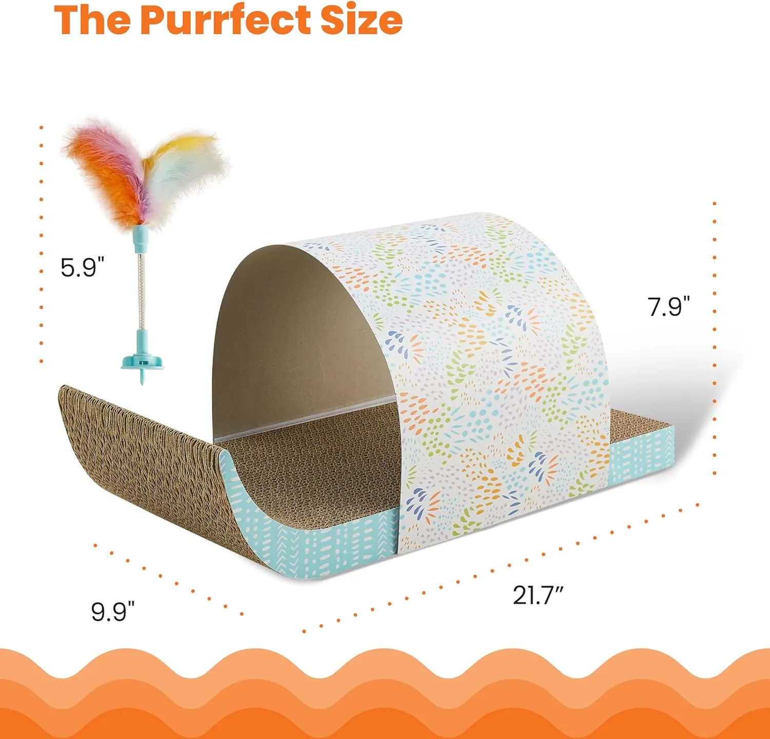 Catstages Cat Tunnel Scratcher with Feather Spring Toy and Removable Tunnel, Mlt