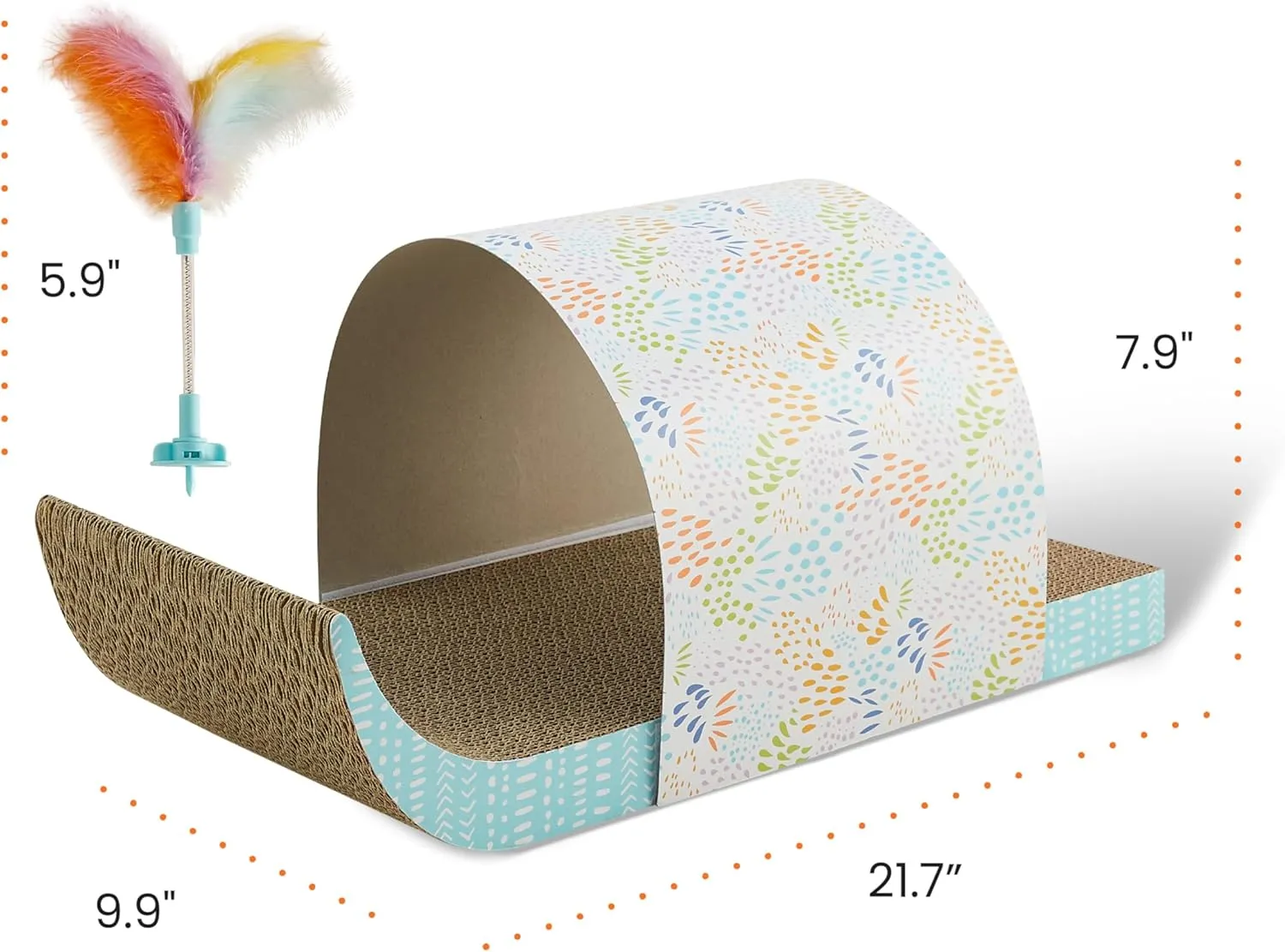 Catstages Cat Tunnel Scratcher with Feather Spring Toy and Removable Tunnel, Mlt