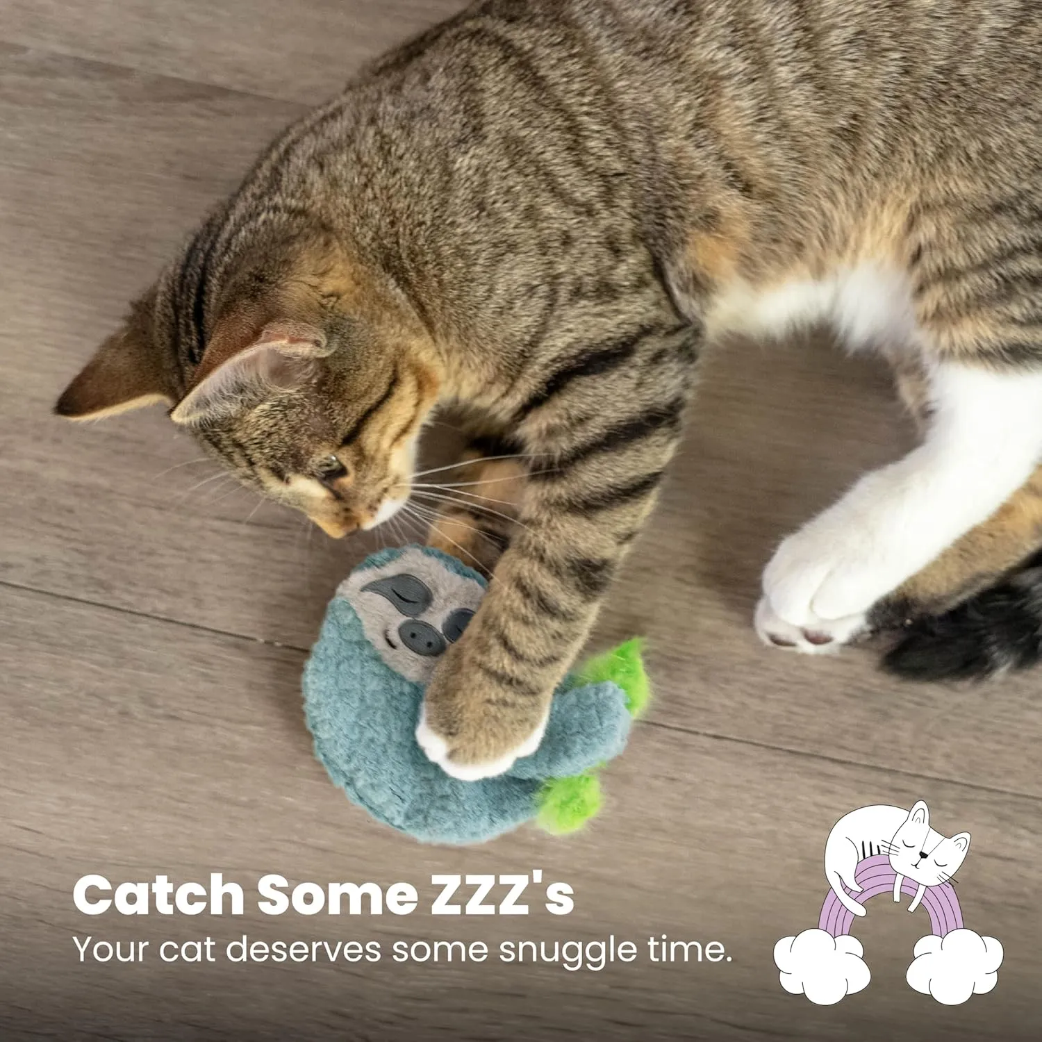 Catstages Purr Pillow Snoozin' Sloth Soothing Plush Cat Toy
