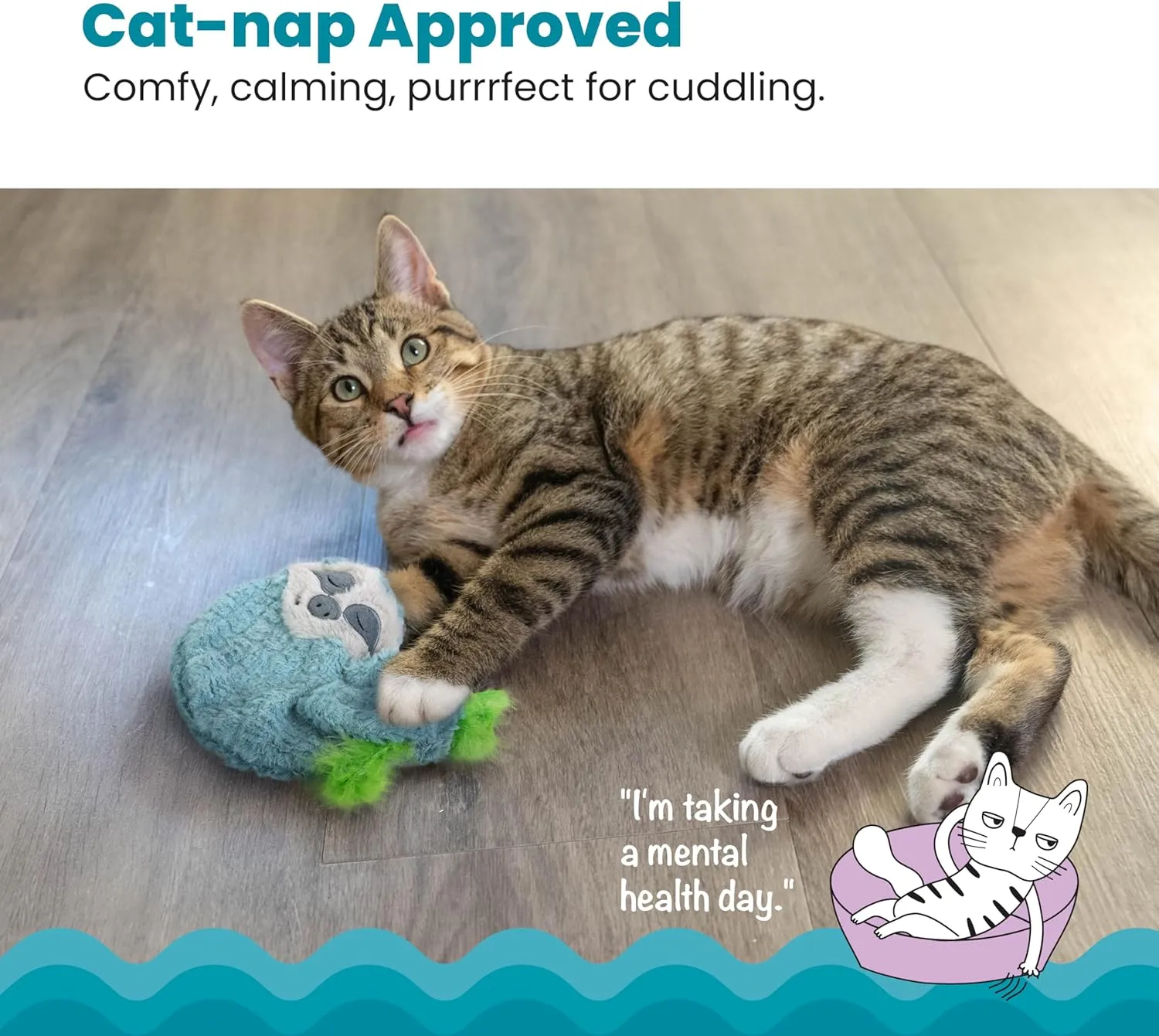 Catstages Purr Pillow Snoozin' Sloth Soothing Plush Cat Toy