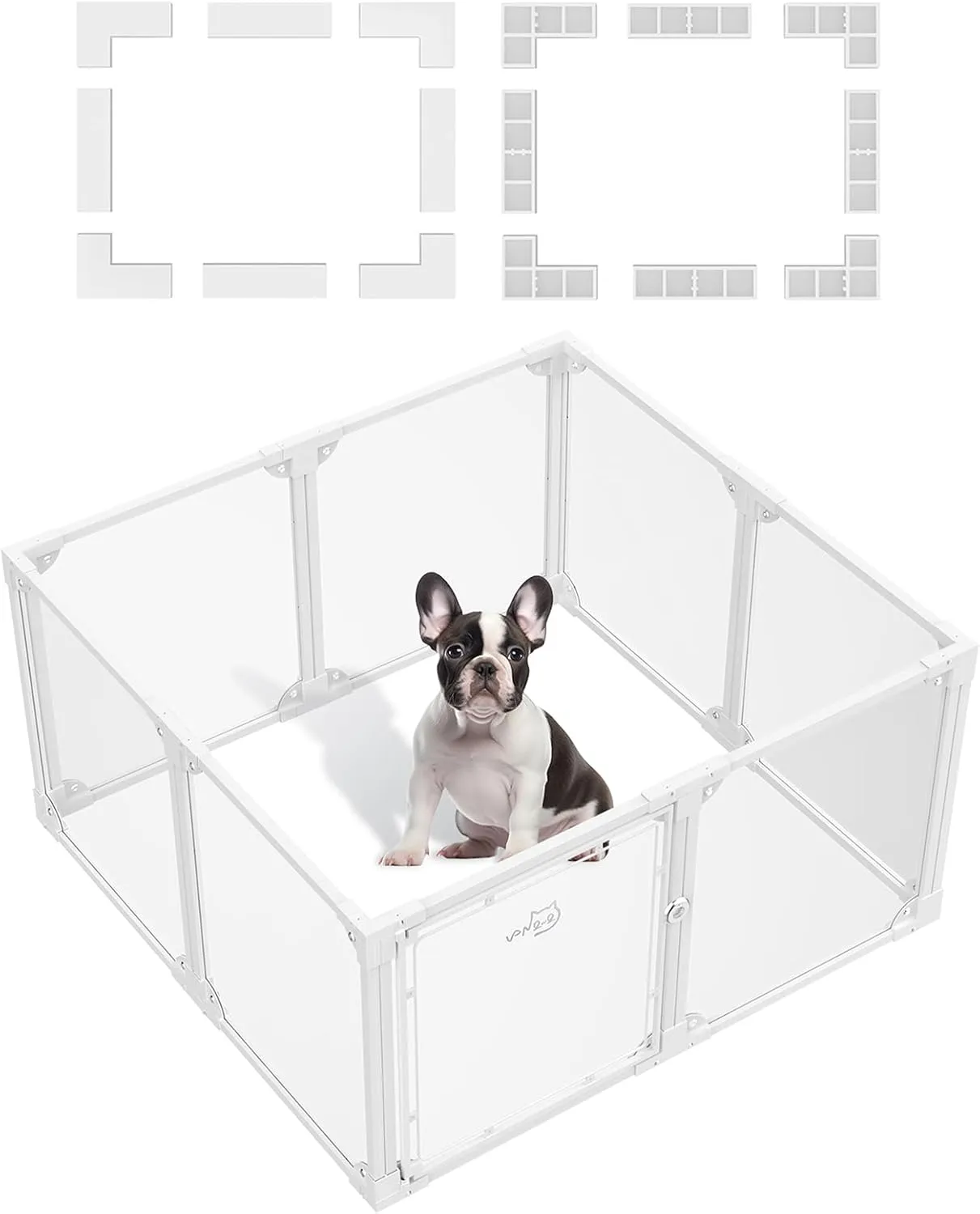 Clear Acrylic Metal Dog Playpen (23.6" H, 8PCS) and Upgraded Connectors (16 PCS)