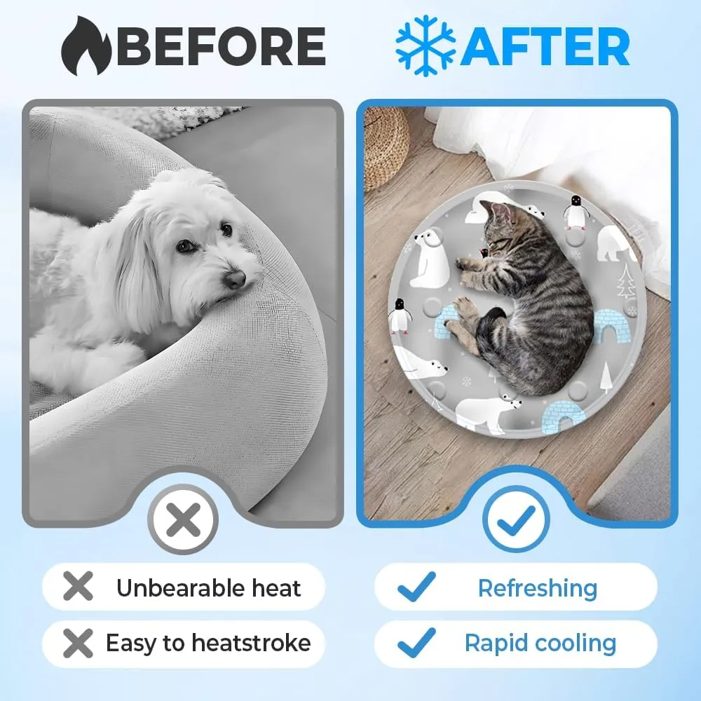 Cooling Mat for Cats, 2025 New Pet Water Bed Pets Cooling Mats Pet Cat Water Bed Play Mat, Cool Comfort Water Sensory Playmat for Cats Dogs & Kids Waters Mats (Silver, 13.8 * 13.8)