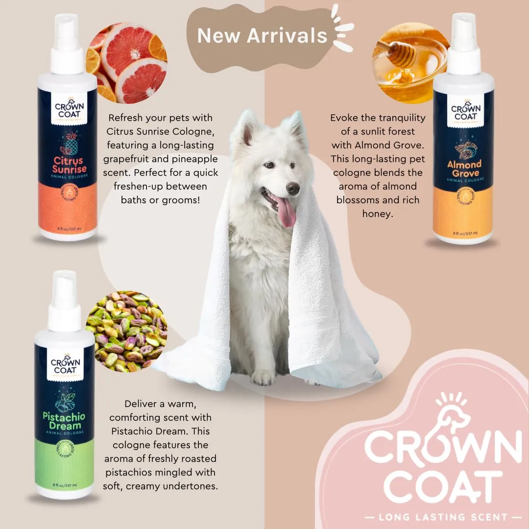 Crown Coat Citrus Sunrise Long Lasting Pet Cologne, 8 oz - Professional Grooming Grade, Natural Perfume Deodorant, New Long Last Fragrance Formula for Dogs and Cats