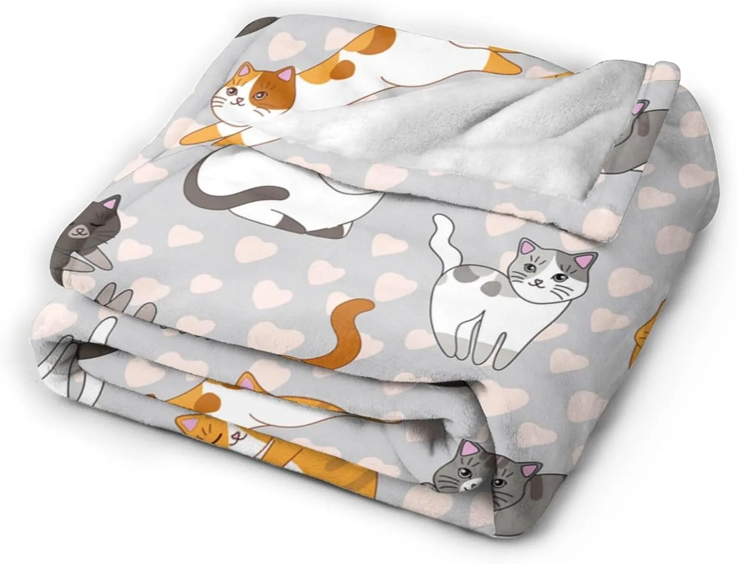 Cute Cat Kawaii Kitten Blanket, Soft Blankets Flannel Bed Throw Cozy Lightweight Plush Gifts for Kids Boys Girls Women Men Sofa Couch Bedroom Living Rooms Warm All Season, Home Decor, 60"x50"