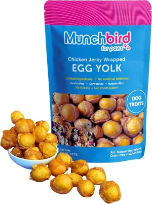 Dehydrated Chicken Jerky Wrapped Egg Yolk Dog Treats - 100% Food Topper, No Filler, Alternative to Freezed Dried Quail Egg - 7 OZ (Pack of 20 to 30)