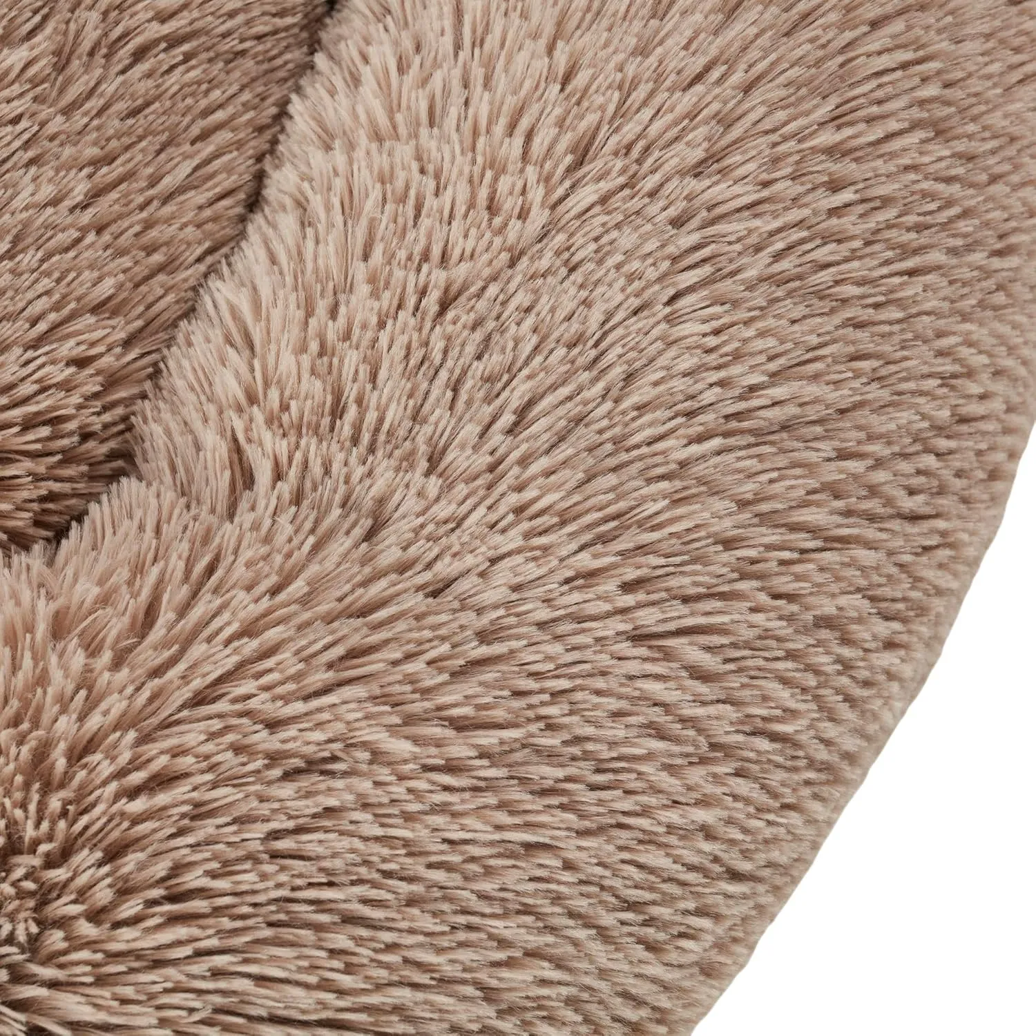 Dog & Cat Bed: Round Faux Fur Pet Bed - Plush, Cozy, & Calming Donut Bed for Medium Pets - Soft & Comfortable Sleeping Cushion for Napping & Lounging, 23" Round, Taupe
