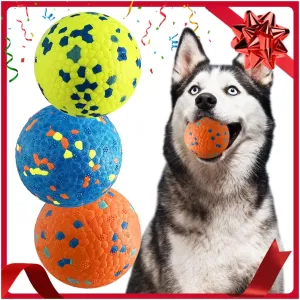 Dog Balls, Indestructible Tennis Balls for Dogs, Durable Bouncy Dog Toy Balls for Aggressive Chewers, Interactive Dog Toys for Fetch Game, Lightweight Floating Dog Toys