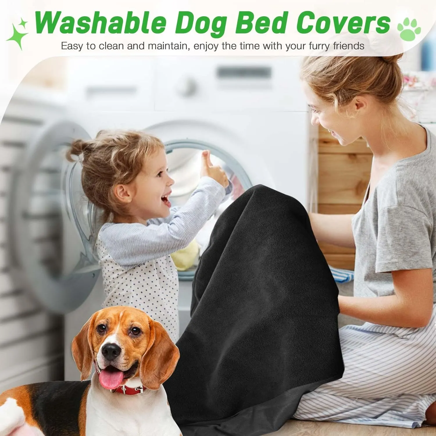 Dog Bed Covers Replacement 100% Waterproof for Dog Bedding Washable Black 2 Pack 27" x 36" M