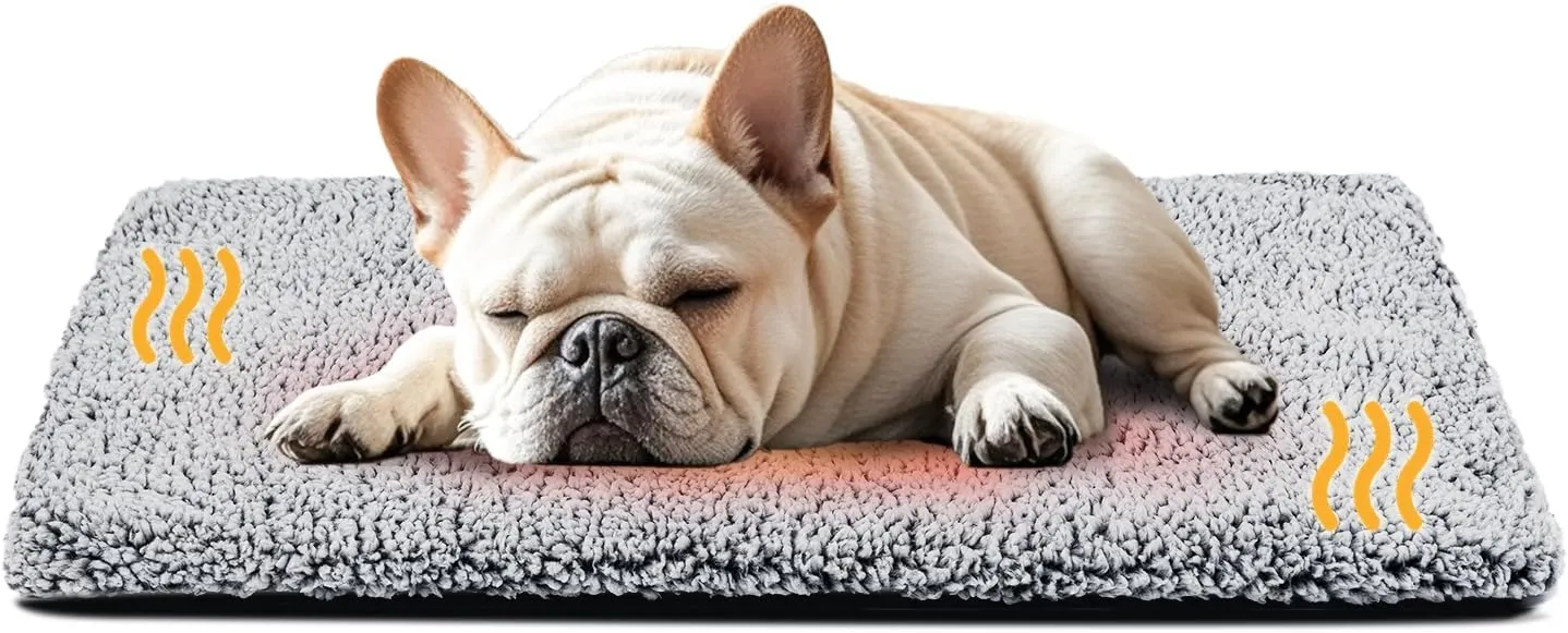 Dog Bed Mat Self Heating Pad for Medium Small Dogs, Dog House Bed Crate Pad for Sleeping Self Warming Pet Bed Puppy Blanket with Removable Washable Cover, Grey 36 Inches