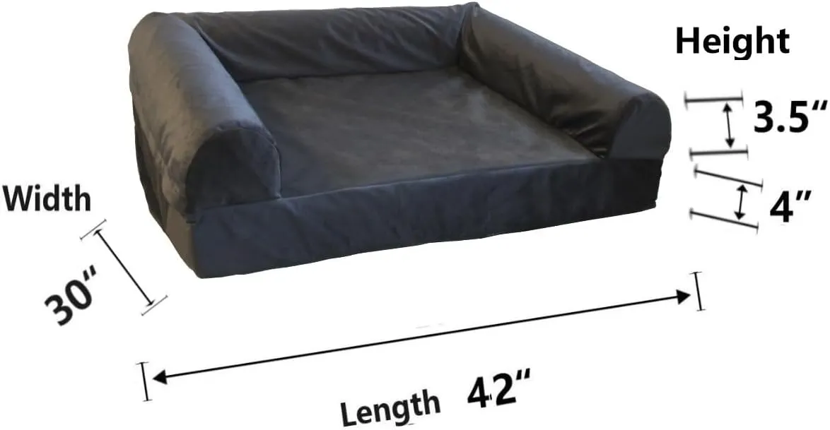 Dog Bed Replacement Cover with Bolster Washable 42 x 30 Inch
