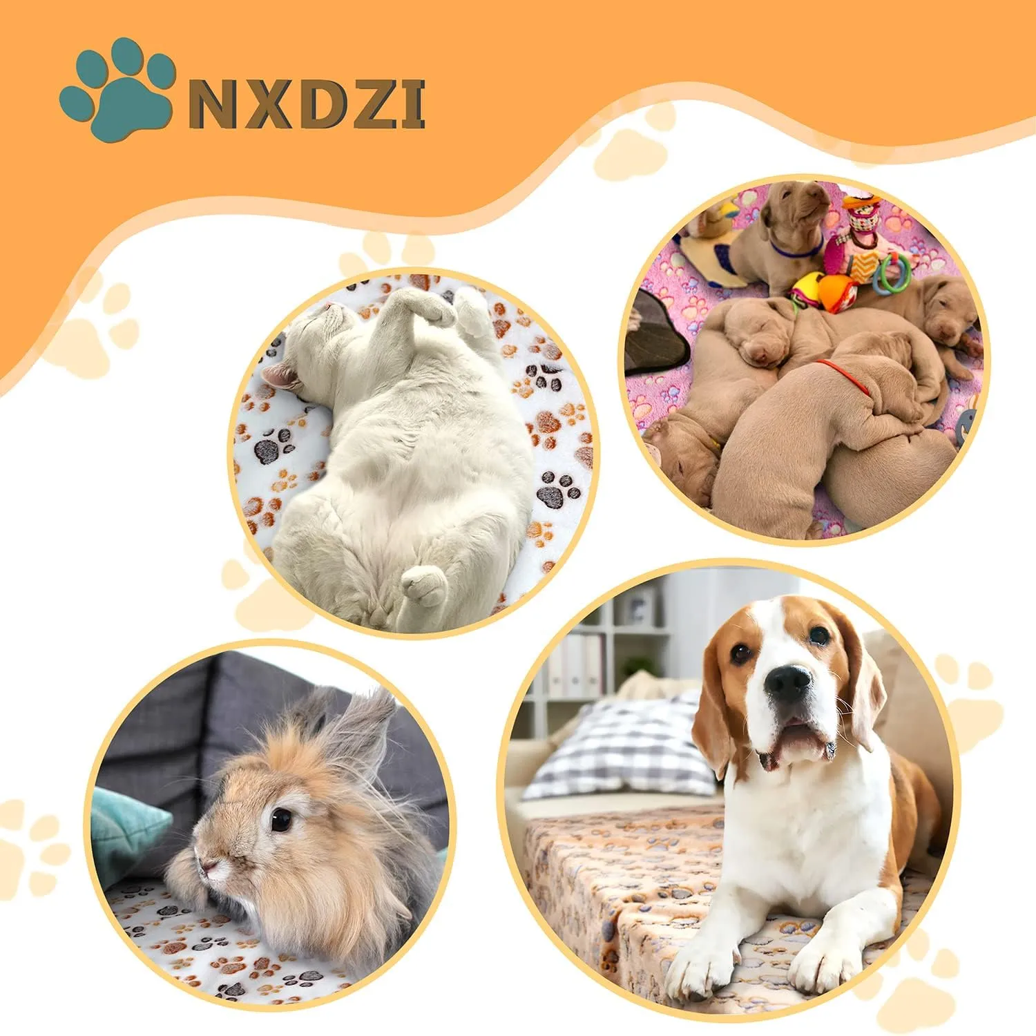 Dog Blankets for Large Dogs, 3 Pack Dog Blanket Washable 41" x 31", Fuzzy Soft Pet Mat Throw Cover for Kennel Crate Bed, Cute Paw Pattern, Cat Blanket, Blankets for Dogs, Pet Blanket