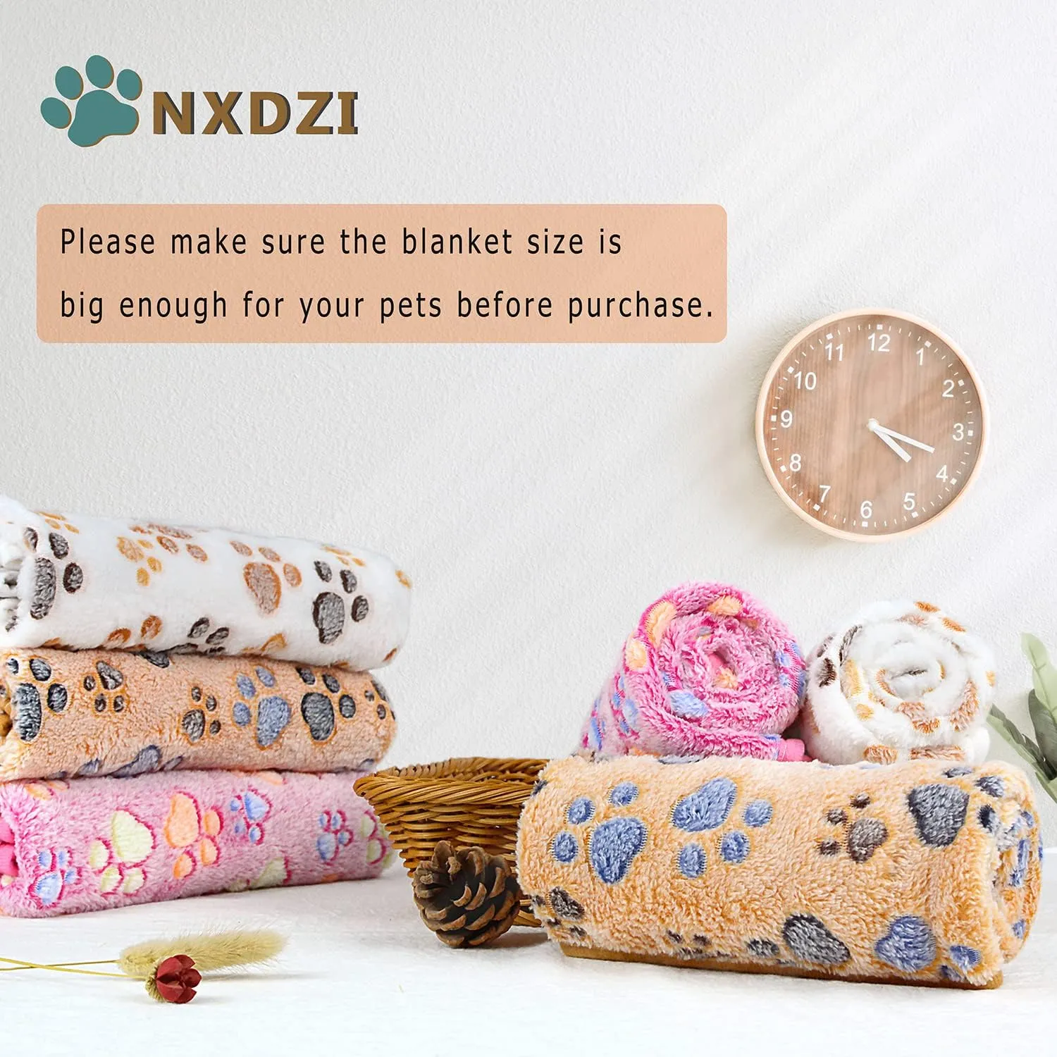 Dog Blankets for Large Dogs, 3 Pack Dog Blanket Washable 41" x 31", Fuzzy Soft Pet Mat Throw Cover for Kennel Crate Bed, Cute Paw Pattern, Cat Blanket, Blankets for Dogs, Pet Blanket