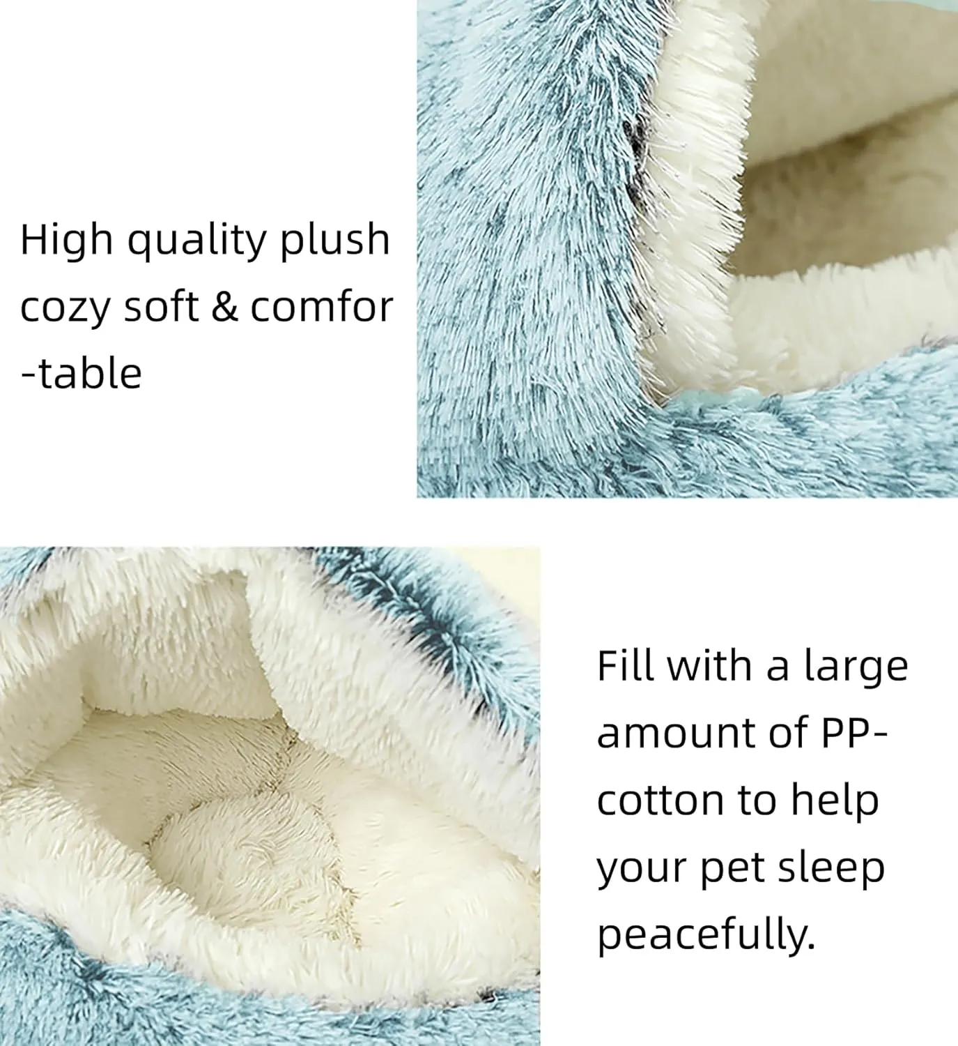 Dog Cave Bed for Small Dogs Cats Pets, Anti Anxiety Calming Plush Dog Beds, Fluffy Covered Hooded Cozy Burrow Puppy Beds, Anti-Slip Bottom Washable Pet Sleeping Bag (20" D, Green)