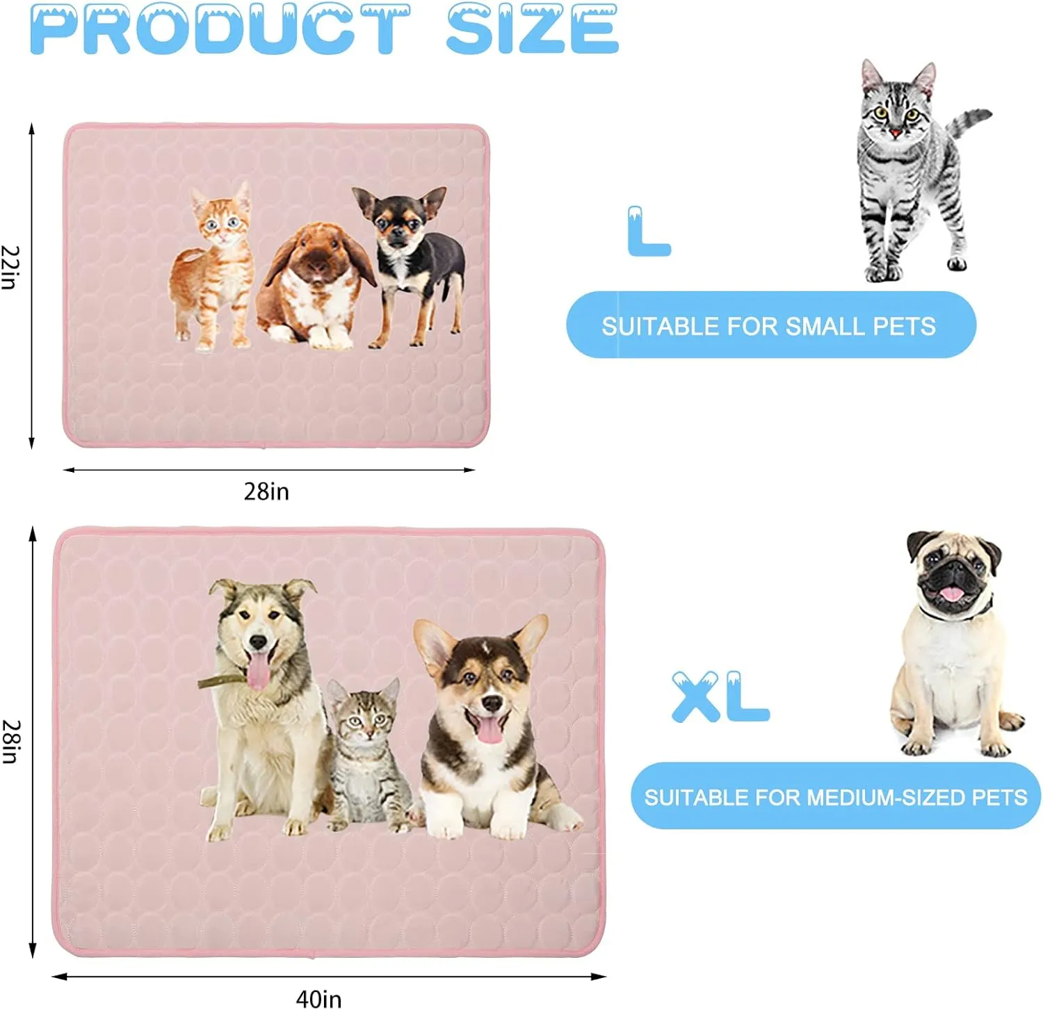 Dog Cooling Mat Large Cooling Pad Summer Pet Bed for Dogs Cats Kennel Pad Breathable Pet Self Cooling Blanket Dog Crate Sleep Mat Machine Washable
